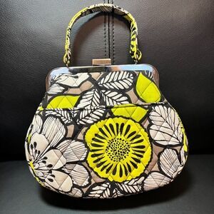 Vera Bradley Mini Frame Crossbody Strap Kiss Lock Purse Bag Floral Yellow Black
